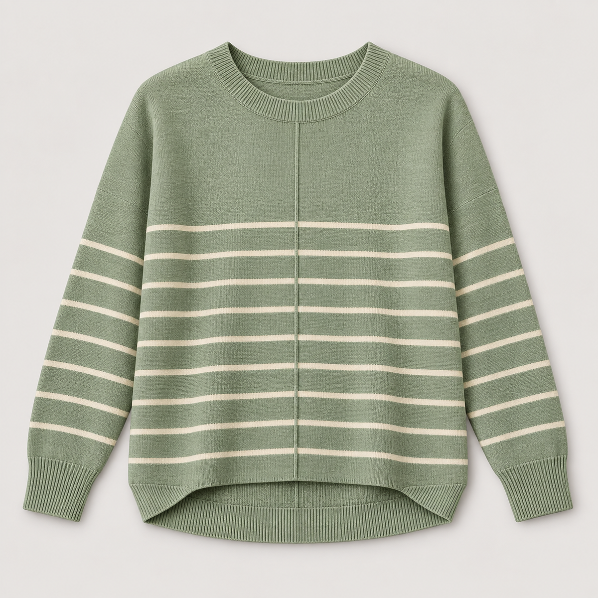 Women’s Striped Crewneck Knit Sweater with Long Sleeves