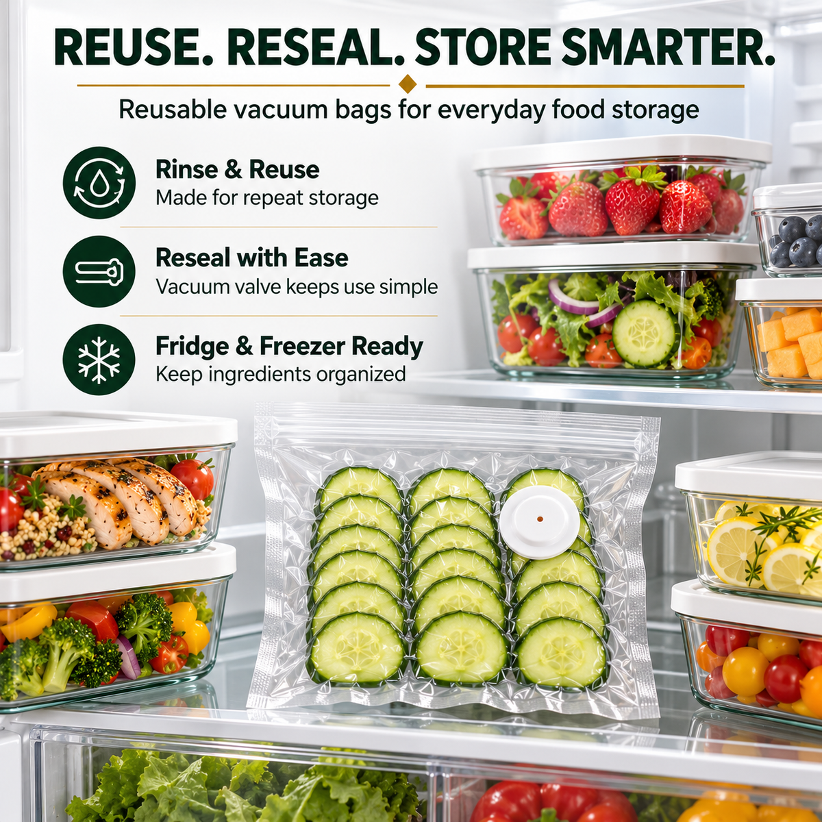Portable Vacuum Food Sealer Bundle | Keeps Food Fresh 5x Longer