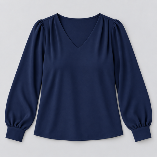 Women's V-Neck Puff Sleeve Blouse