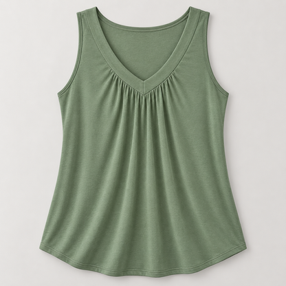 Women’s Gathered V-Neck Sleeveless Top