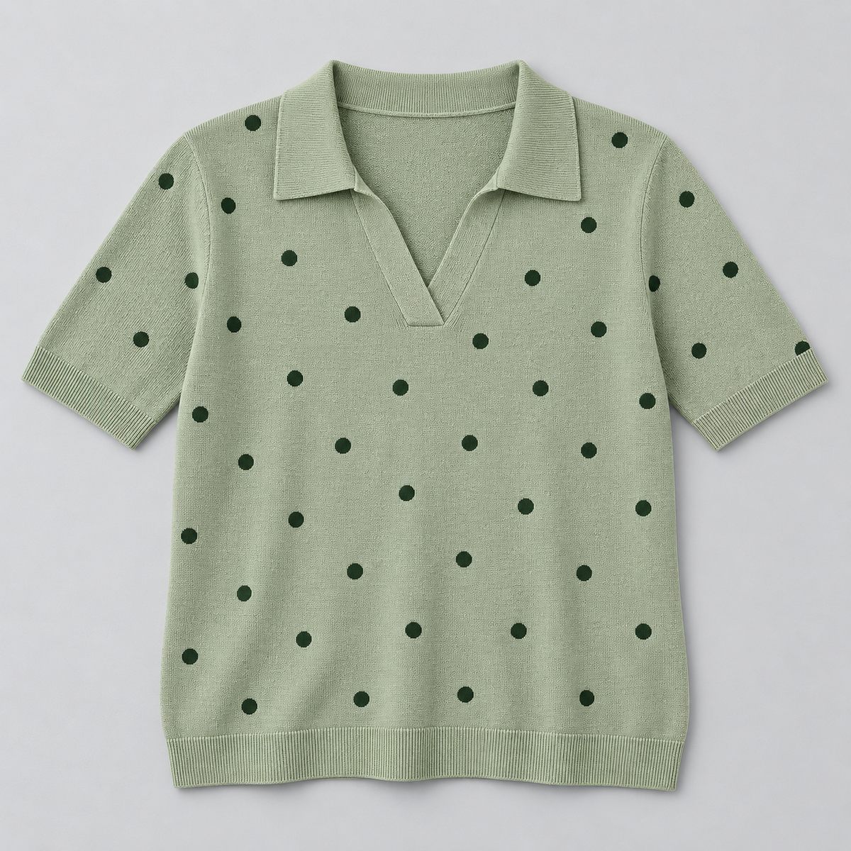 Women's Patterned Short-Sleeve Knit Polo Top