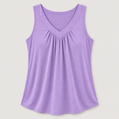 Women’s Gathered V-Neck Sleeveless Top